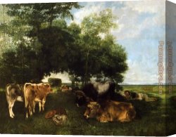 Harvest Canvas Paintings - The Rest During the Harvest Season by Gustave Courbet