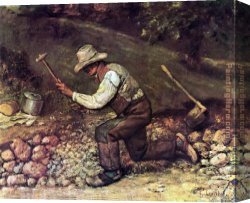 Stone Canvas Paintings - The Stone Breaker by Gustave Courbet