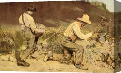 Stone Canvas Paintings - The Stone Breakers by Gustave Courbet