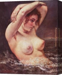 Gustave Canvas Paintings - The Woman in the Waves by Gustave Courbet