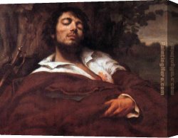 Wounded Montenegrin Canvas Paintings - Wounded Man by Gustave Courbet