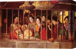 Tornai Canvas Paintings - The Geisha House by Gyula Tornai