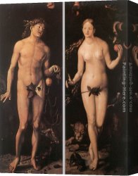 Han-wu Canvas Paintings - Adam and Eve by Hans Baldung