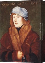 Portrait of a Young Man (detail) Canvas Paintings - Portrait of a Young Man with a Rosary by Hans Baldung