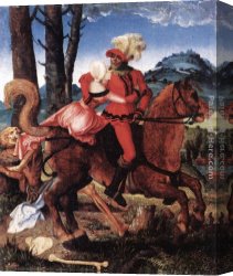 Girl with Death Mask Canvas Paintings - The Knight, the Young Girl, and Death by Hans Baldung