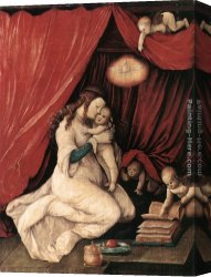 Virgin And Child Canvas Paintings - Virgin and Child in a Room by Hans Baldung
