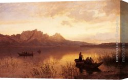 Fredrik Canvas Paintings - Drachenwand On The Mondsee by Hans Fredrik Gude