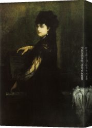 Makart Canvas Paintings - Amalie Makart am Klavier by Hans Makart