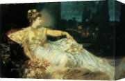 Makart Canvas Paintings - Charlotte Wolter als 'Messalina' by Hans Makart