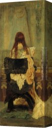 Makart Canvas Paintings - Dame am Spinett by Hans Makart