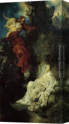 Makart Canvas Paintings - Das schlafende Schneewittchen by Hans Makart