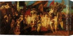 Makart Canvas Paintings - Der Einzug Karls V. in Antwerpen (Entwurf) by Hans Makart