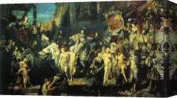 Makart Canvas Paintings - Der Einzug Karls V in Antwerpen by Hans Makart