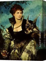 Makart Canvas Paintings - Die Falknerin by Hans Makart