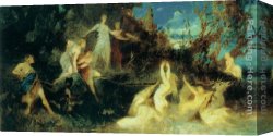 Makart Canvas Paintings - Die Jagd der Diana (Entwurf) by Hans Makart