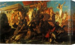 Makart Canvas Paintings - Die Niljagd der Kleopatra by Hans Makart