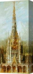 Makart Canvas Paintings - Gotische Grabkirche St. Michael, Turmfassade by Hans Makart