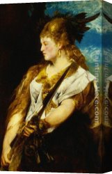 Makart Canvas Paintings - Helene Racowitza as Walküre by Hans Makart