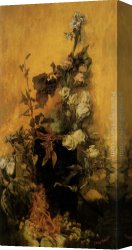 Junge Frau Mit Strohhut Als Verk Canvas Paintings - Stilleben mit Rosen by Hans Makart