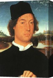 Portrait of a Young Man (detail) Canvas Paintings - Portrait of a Young Man by Hans Memling