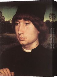 Memling Canvas Paintings - Portrait of a Young Man before a Landscape by Hans Memling