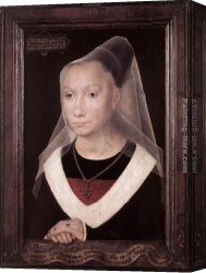 Memling Canvas Paintings - Portrait of a Young Woman by Hans Memling