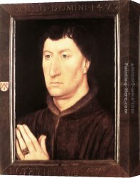 Gilles Canvas Paintings - Portrait of Gilles Joye by Hans Memling
