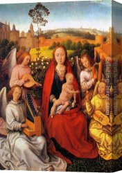 Memling Canvas Paintings - Virgin and Child with Musician Angels by Hans Memling