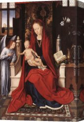 Memling Canvas Paintings - Virgin Enthroned with Child and Angel by Hans Memling