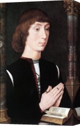 Memling Canvas Paintings - Young Man at Prayer by Hans Memling