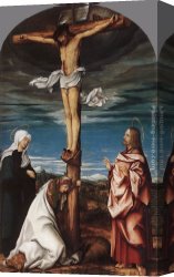 Magdalen Canvas Paintings - Crucifix with Mary, Mary Magdalen and St John the Evangelist by Hans the elder Burgkmair