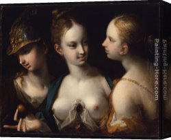 Han-wu Canvas Paintings - Pallas Athena, Venus and Juno by Hans von Aachen