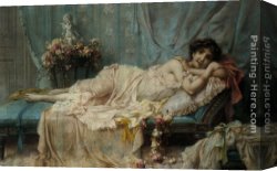 Han-wu Canvas Paintings - Reclining Beauty by Hans Zatzka