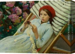 Girl with a Red Hat Canvas Paintings - Girl with a Red Hat by Harold Harvey