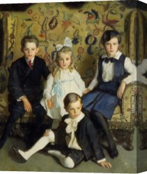 Family Canvas Paintings - A Family Portrait of Four Children by Harrington Mann