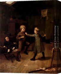 Cart Canvas Paintings - Playing At Horse-And-Cart by Harry Brooker