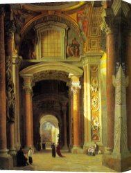 St. Peter's And The Vatican Palace, Rome Canvas Paintings - Interior of St. Peters, Rome by Heinrich Hansen