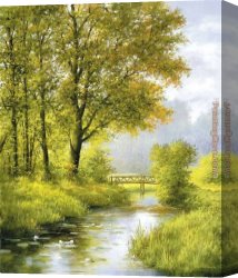 Heinz Scholnhammer Canvas Paintings - Dreamy Creek II by Heinz Scholnhammer