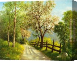 Heinz Scholnhammer Canvas Paintings - Fruhlingszauber by Heinz Scholnhammer