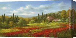 Tuscany Canvas Paintings - Tuscany Beauty II by Heinz Scholnhammer