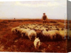 Blick Auf Jerusalem Vom Olberg Aus Canvas Paintings - Schafhirte Auf Wiese by Heirich von Zugel