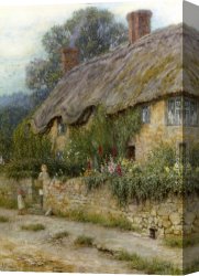 Gingerbread Cottage Canvas Paintings - A Mother And Child Entering A Cottage by Helen Mary Elizabeth Allingham