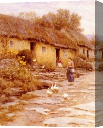 Gingerbread Cottage Canvas Paintings - Irish Cottage by Helen Mary Elizabeth Allingham