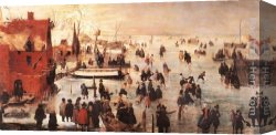 Hendrick Canvas Paintings - Ice Landscape by Hendrick Avercamp