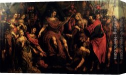 Hendrick De Clerck Canvas Paintings - The Continence Of Scipio by Hendrick De Clerck
