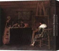Hendrick Canvas Paintings - The Painter in his Studio by Hendrick Gerritsz Pot