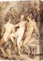 Bacchus And Ariadne Canvas Paintings - Venus between Ceres and Bacchus by Hendrick Goltzius