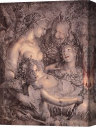 Bacchus And Ariadne Canvas Paintings - Without Ceres and Bacchus, Venus would Freeze by Hendrick Goltzius