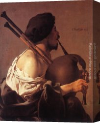 Terbrugghen Canvas Paintings - Bagpipe Player by Hendrick Terbrugghen