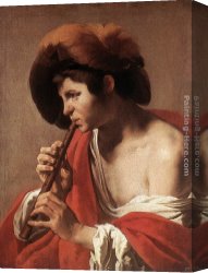 Terbrugghen Canvas Paintings - Boy Playing Flute by Hendrick Terbrugghen
